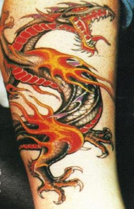 Chinese Dragon Burning Tattoo